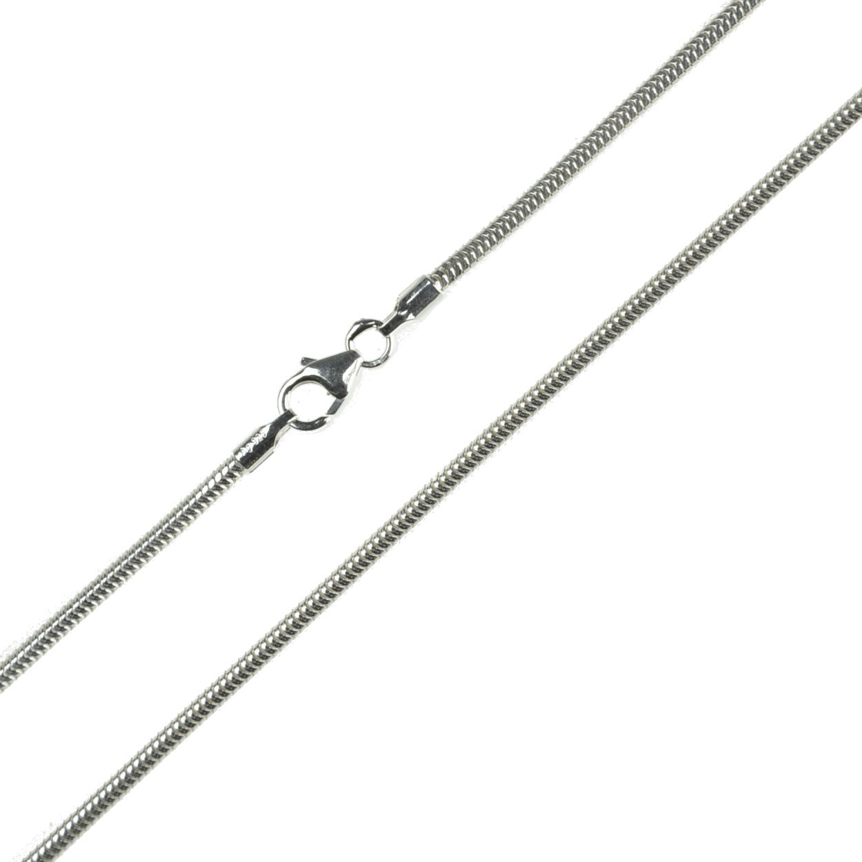 Schlangenkette 925 Silber – Rund & glatt Schlangenband Kette mit Karabiner