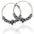 Bali Creolen Paar 14 mm – 925 Silber filigran handgefertigt mit Ornamenten
