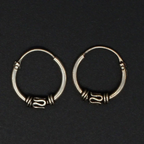 925 Sterling Silber Bali Creolen "Bemer" Echtsilber Ohrring Ohrschmuck