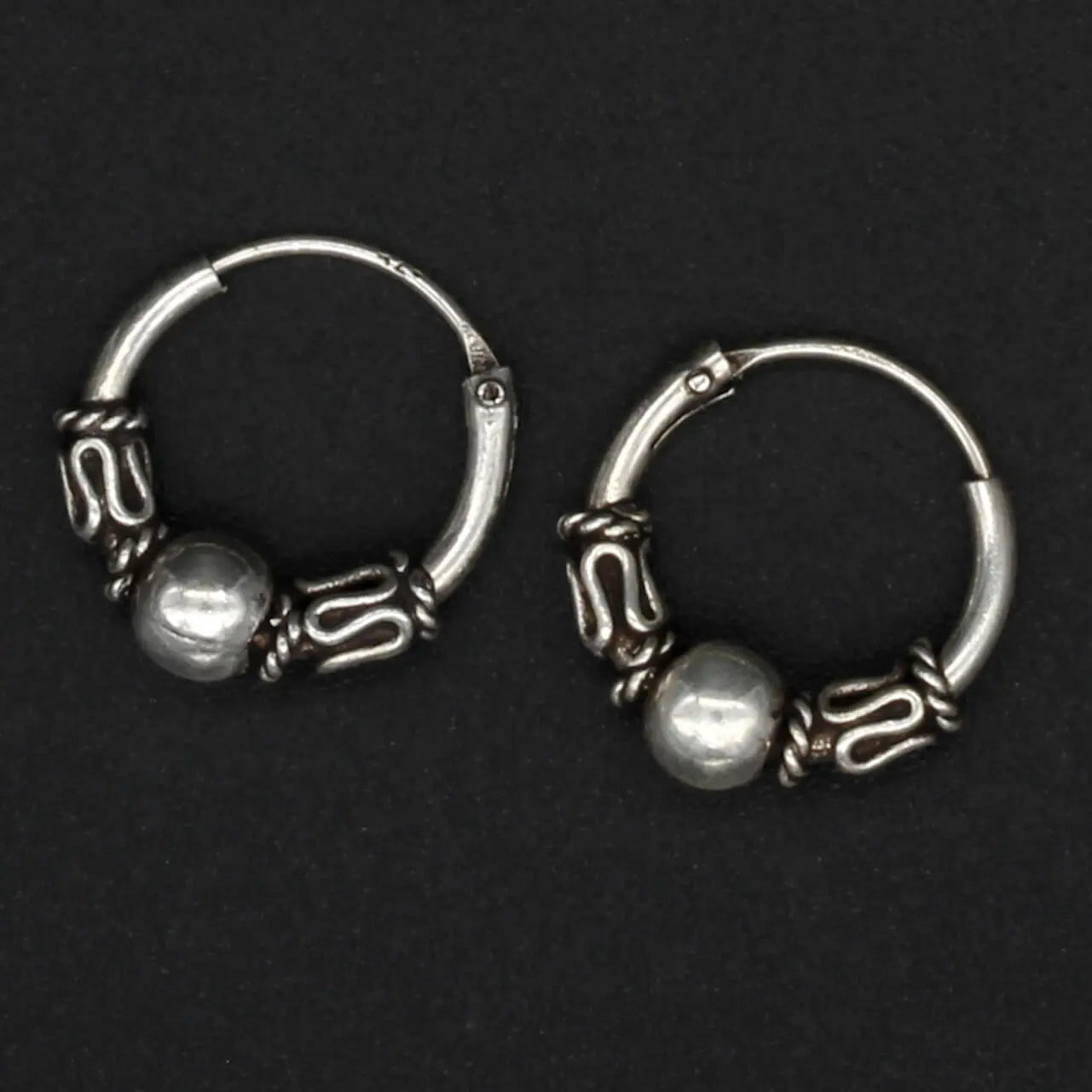 925 Sterling Silber Bali Creolen "Bamar" Echtsilber Ohrring Ohrschmuck