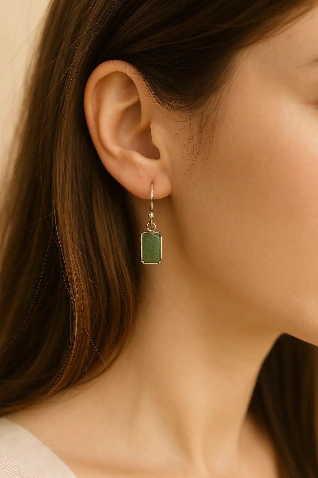 Aventurin Silberohrringe eckig – 925 Silber Cabochon Ohrhänger
