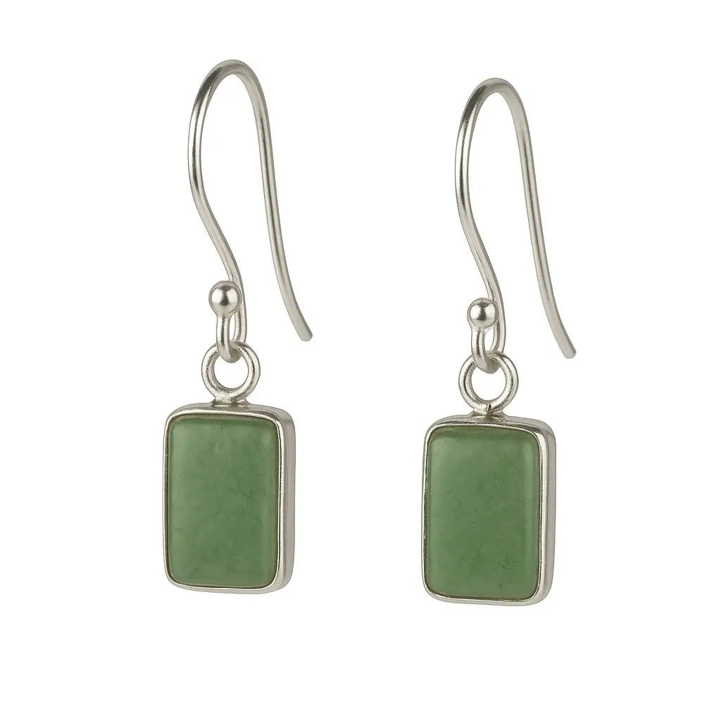 Aventurin Silberohrringe eckig – 925 Silber Cabochon Ohrhänger