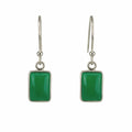 Chrysopras Silberohrringe eckig – 925 Silber Cabochon Ohrhänger