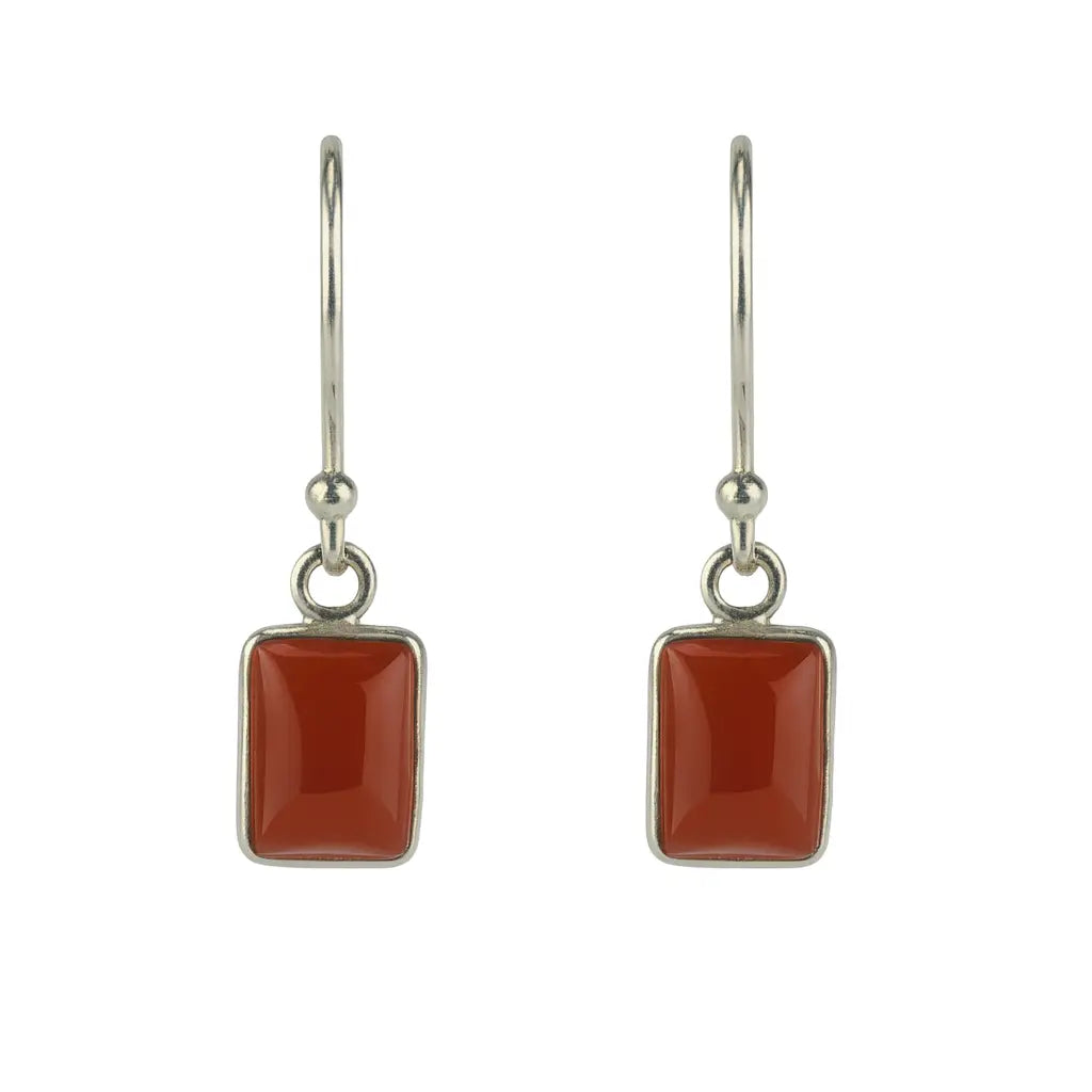 Karneol Silberohrringe eckig – 925 Silber Cabochon Ohrhänger