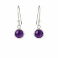 Amethyst Silberohrringe rund 8 mm – 925 Silber Cabochon Ohrhänger