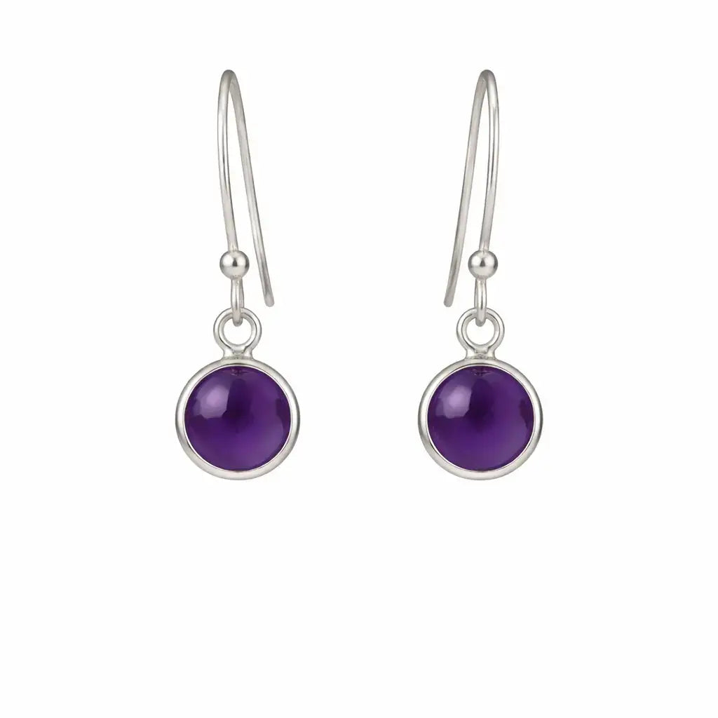 Amethyst Silberohrringe rund 8 mm – 925 Silber Cabochon Ohrhänger