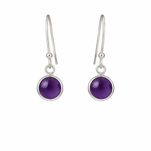 Amethyst Silberohrringe rund 8 mm – 925 Silber Cabochon Ohrhänger