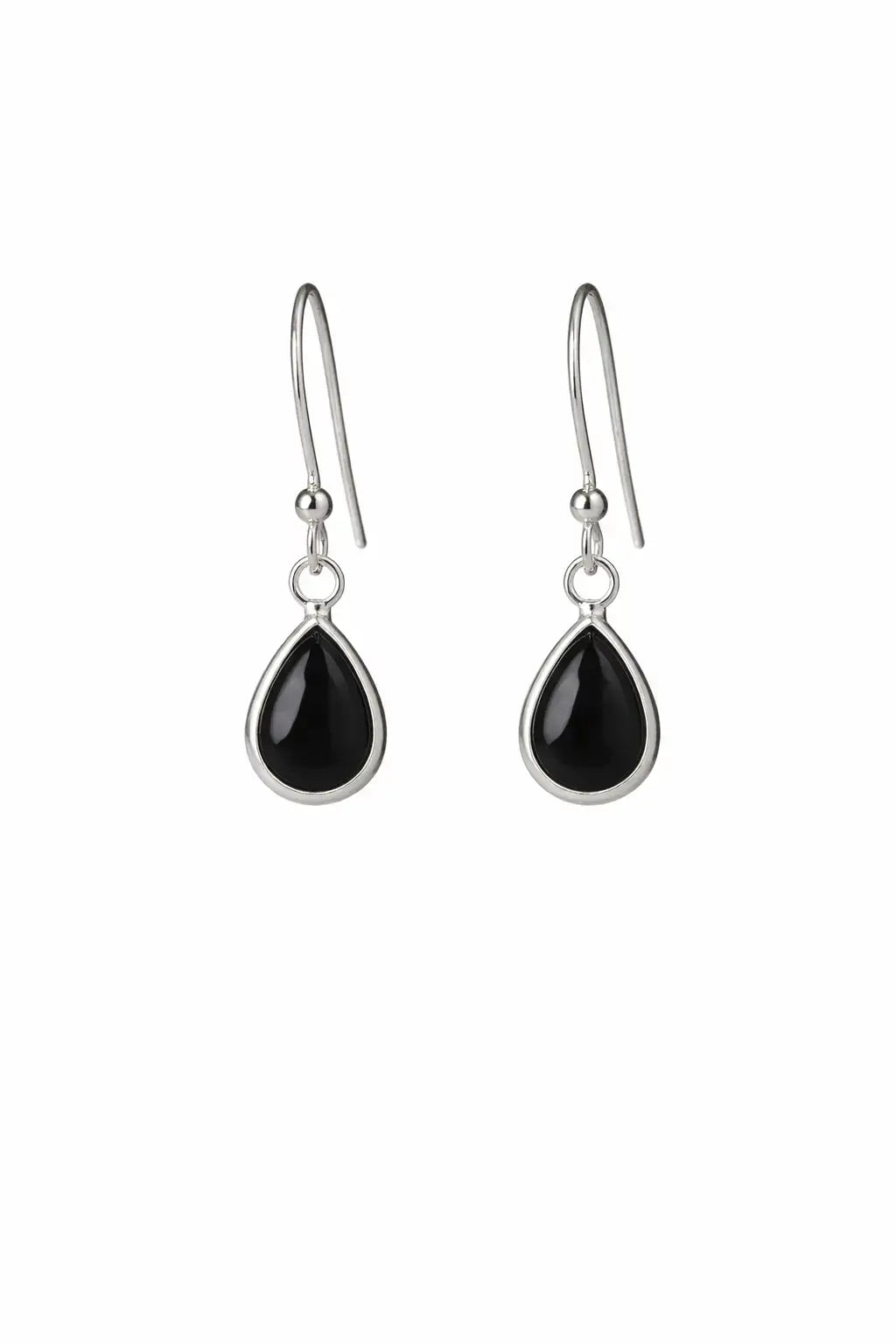 Onyx Silberohrringe Tropfen 9×7 mm – 925 Silber Cabochon Ohrhänger