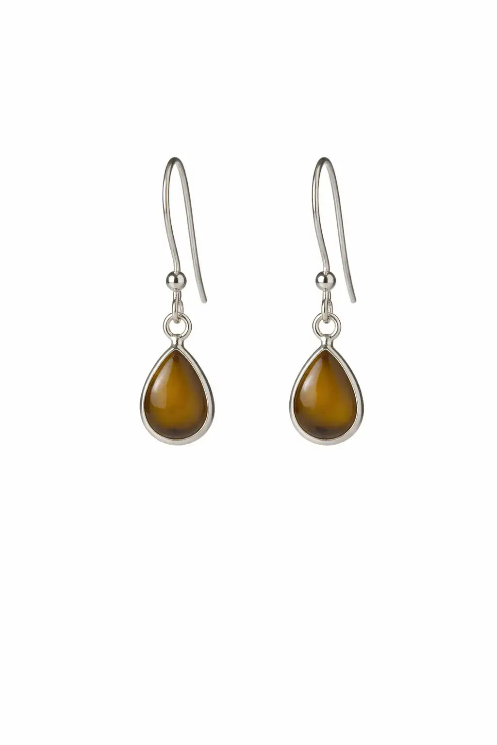 Tigerauge Silberohrringe Tropfen 9×7 mm – 925 Silber Cabochon
