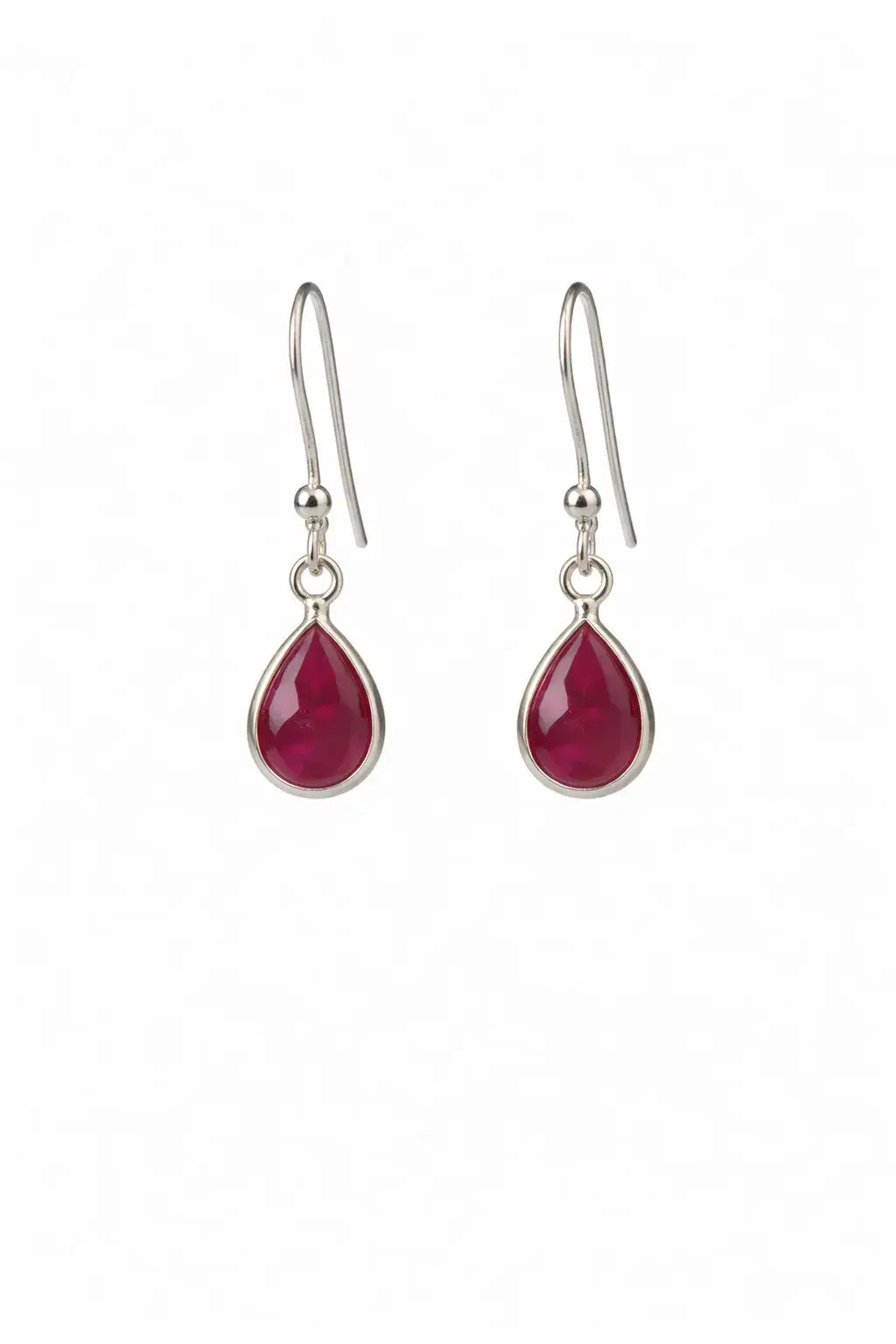 Rubin Silberohrringe Tropfen 9×7 mm – 925 Silber Cabochon