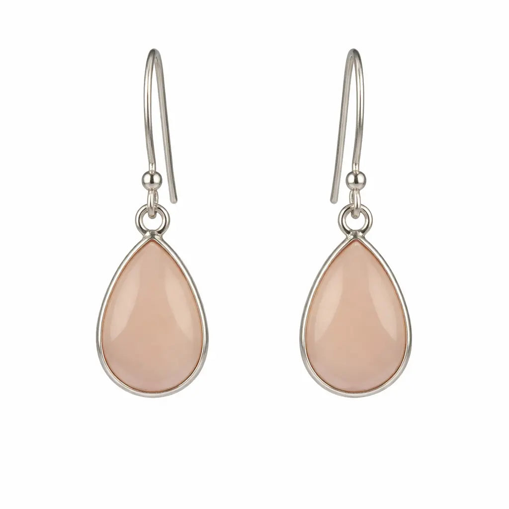 Rosenquarz Ohrhänger Tropfen 925-Silber Elegante Cabochons in Echtsilber