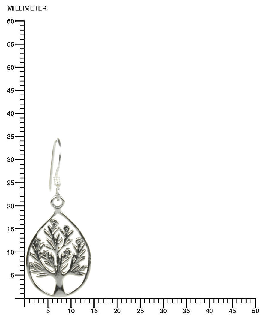 Baum Silberohrringe tropfenförmig Silberschmuck