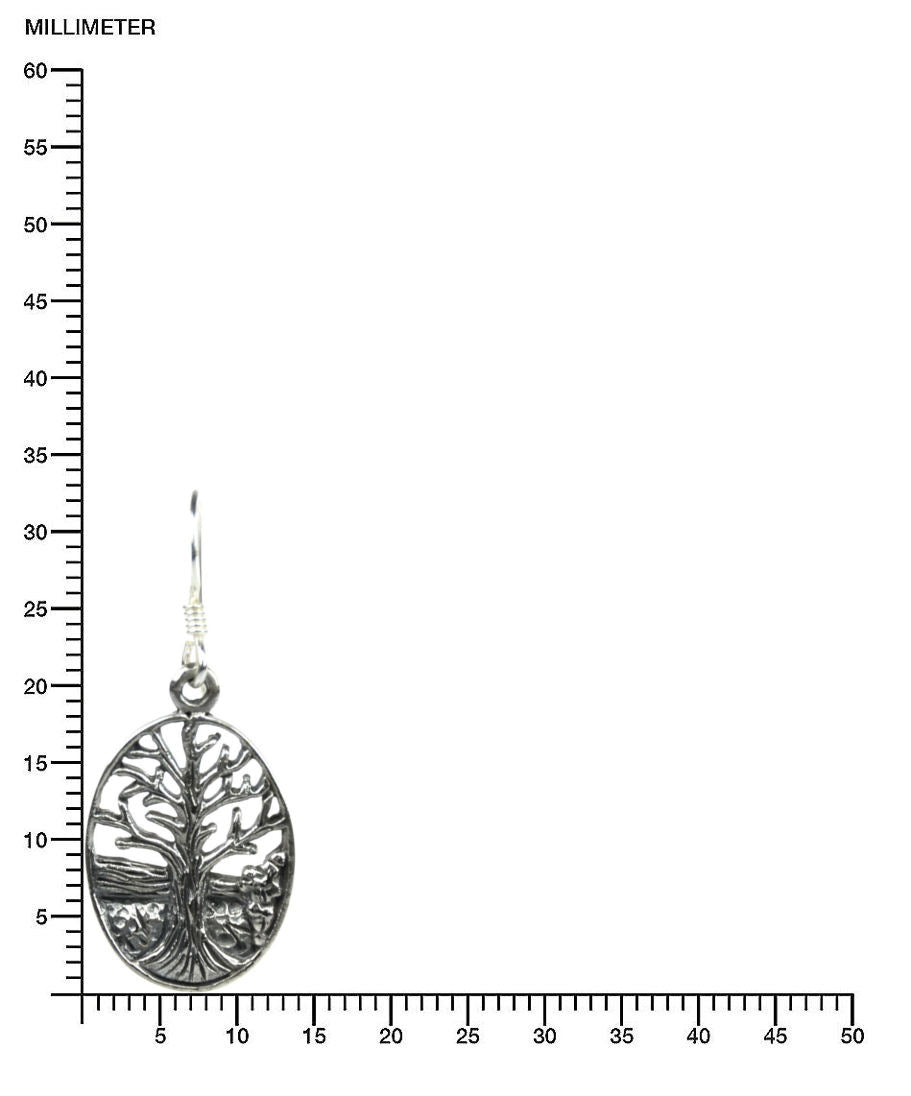 Ovale Baum Silberohrringe Silberschmuck