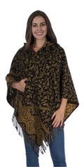 Coline Paisely-Poncho Kapuze Goa Kleidung, Fransensaum