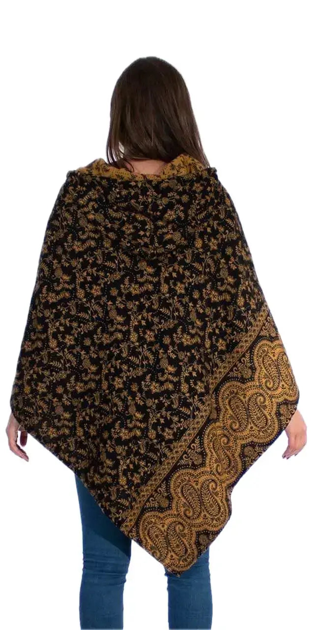 Coline Paisely-Poncho Kapuze Goa Kleidung, Fransensaum