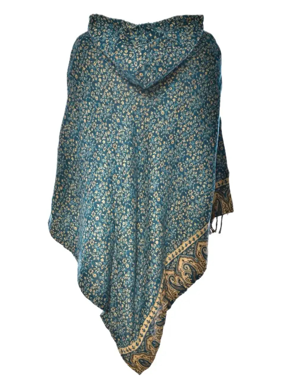 Coline Paisely-Poncho Kapuze Goa Kleidung, Fransensaum