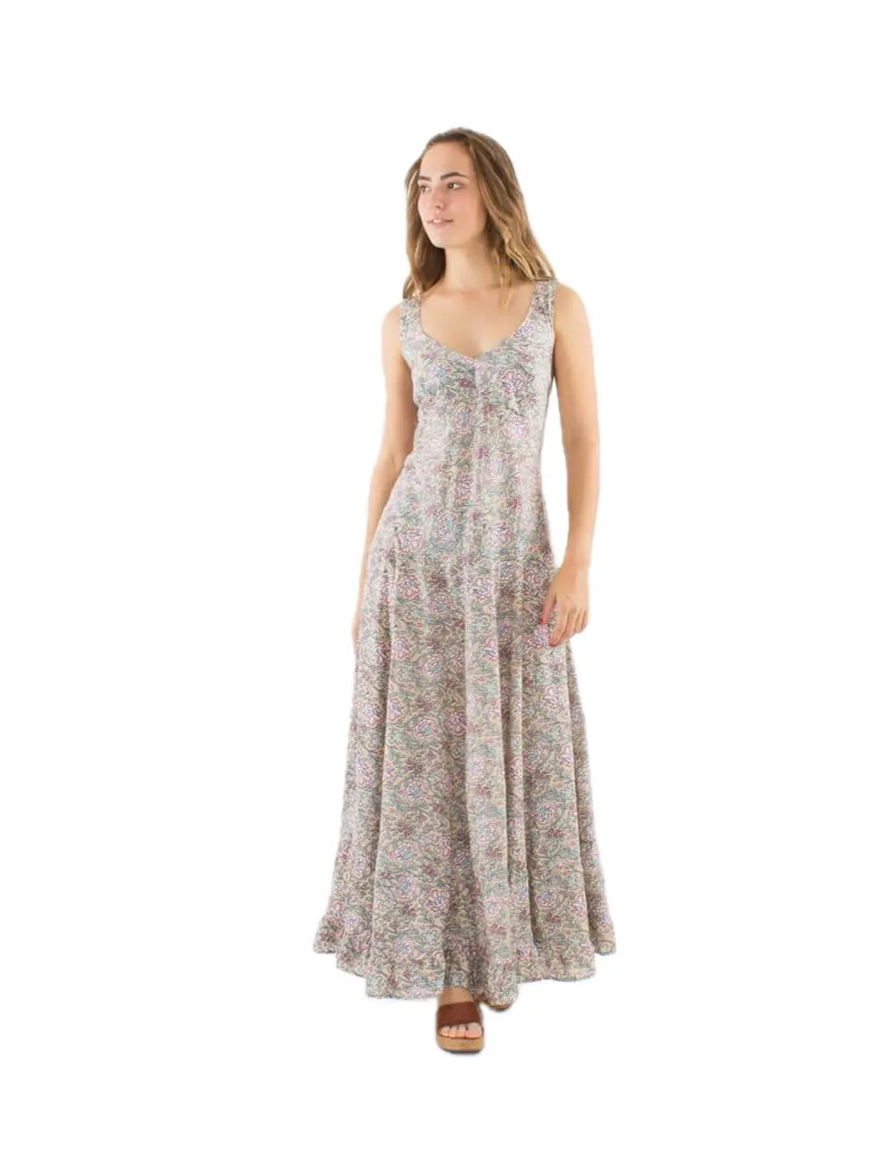 Coline Baumwoll Sommer-Kleid knöchellang Blumemuster