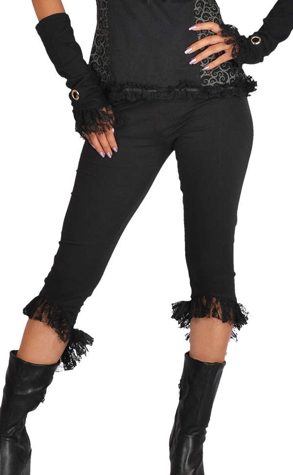 Anki design Schwarze Leggings Rüschen Spitze