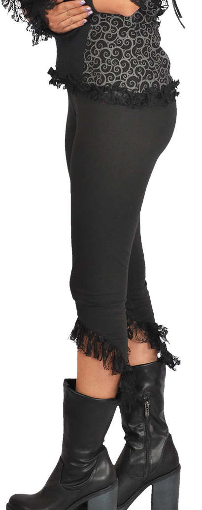 Anki design Schwarze Leggings Rüschen Spitze