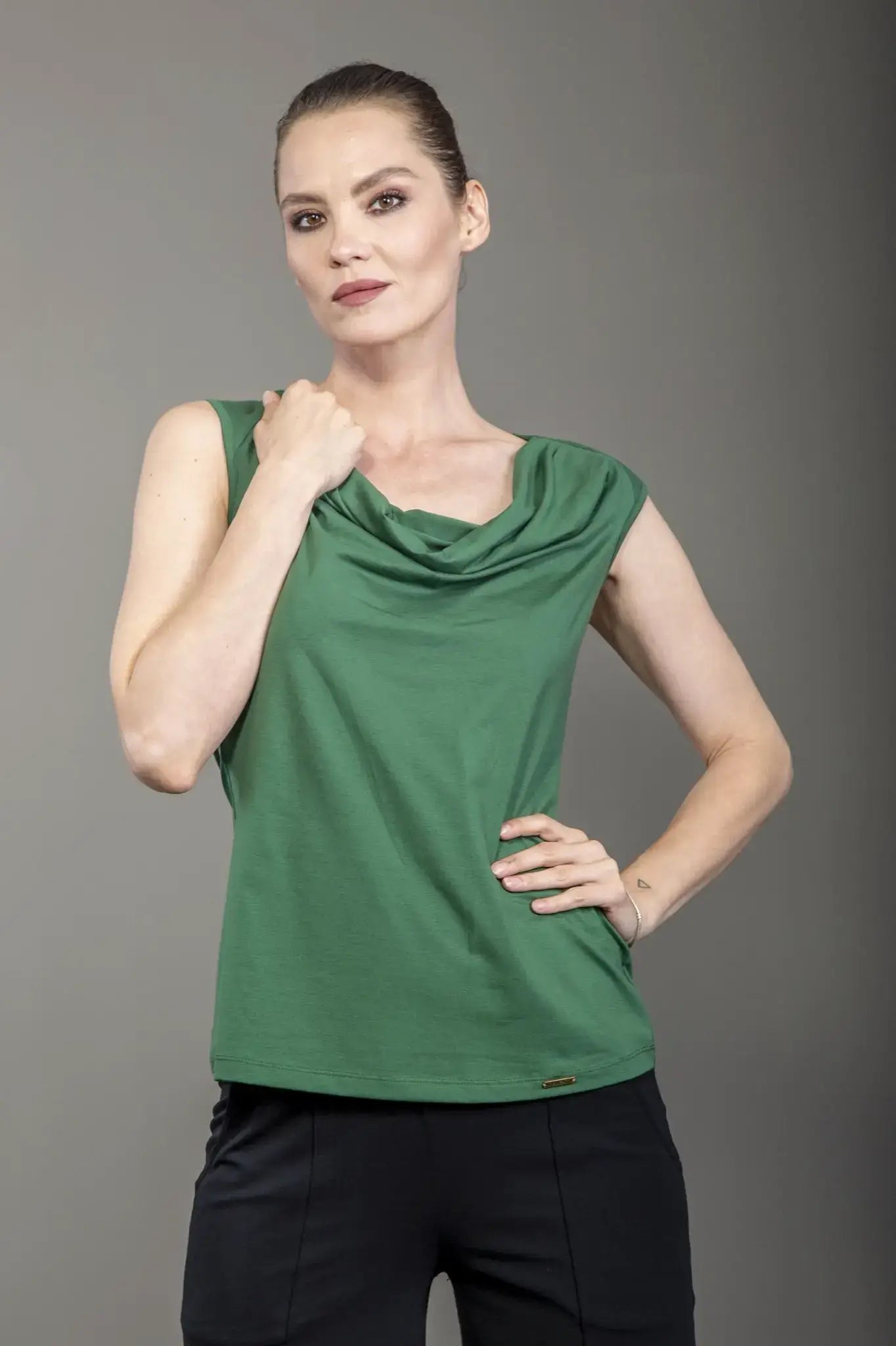 Chapati Jerseytop mit Wasserfallkragen – Bio & elegant GOTS-zertifiziert