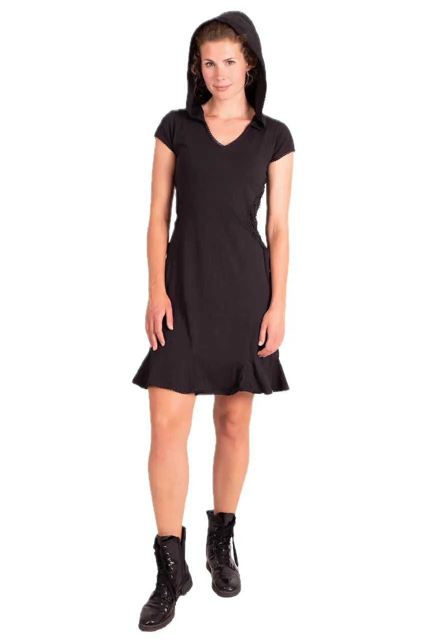 Chapati design Kleid mit spitzer Zipfelkapuze Elfen Goa Kleid