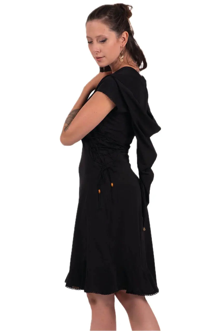 Chapati design Kleid mit spitzer Zipfelkapuze Elfen Goa Kleid