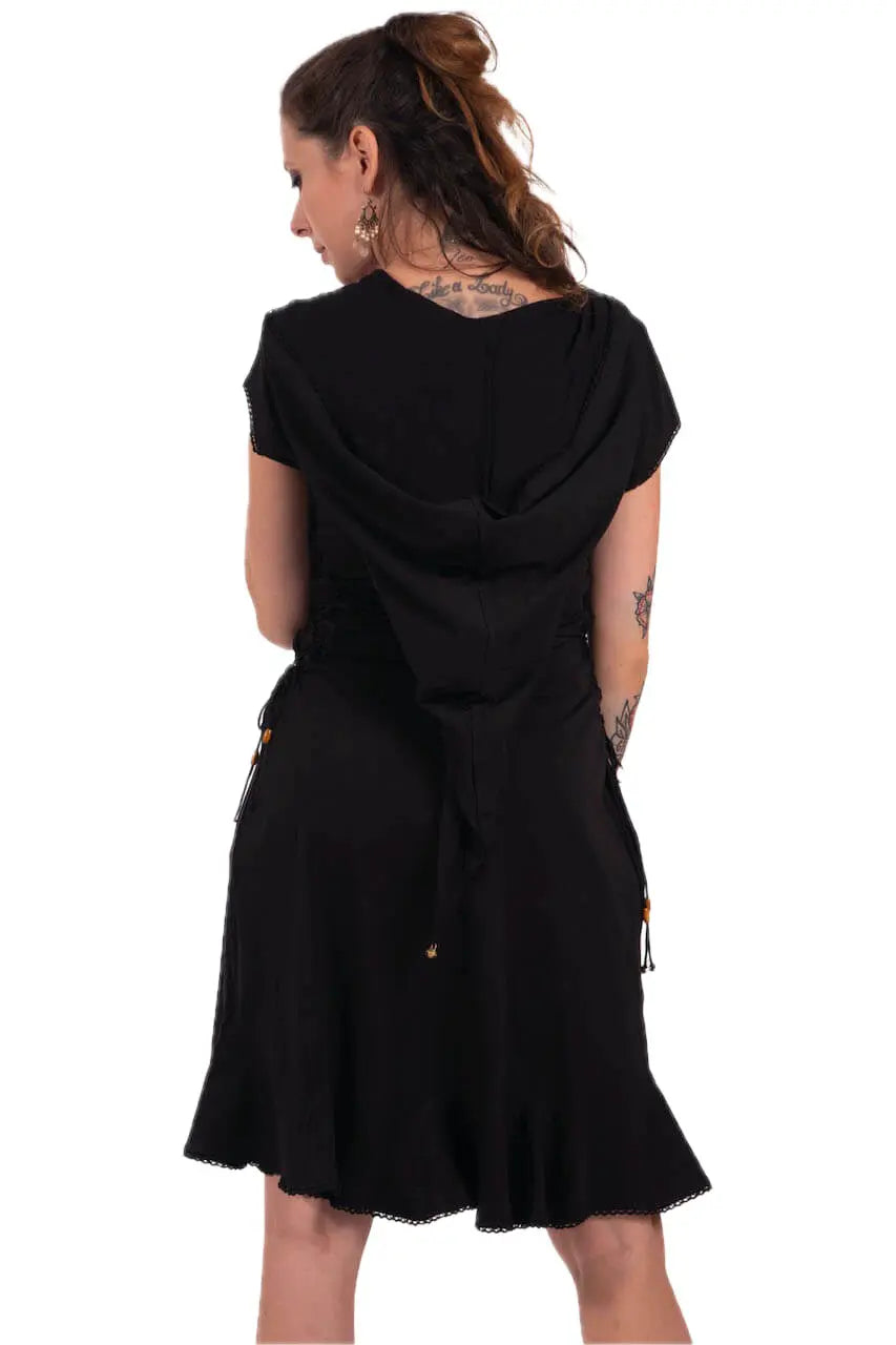 Chapati design Kleid mit spitzer Zipfelkapuze Elfen Goa Kleid