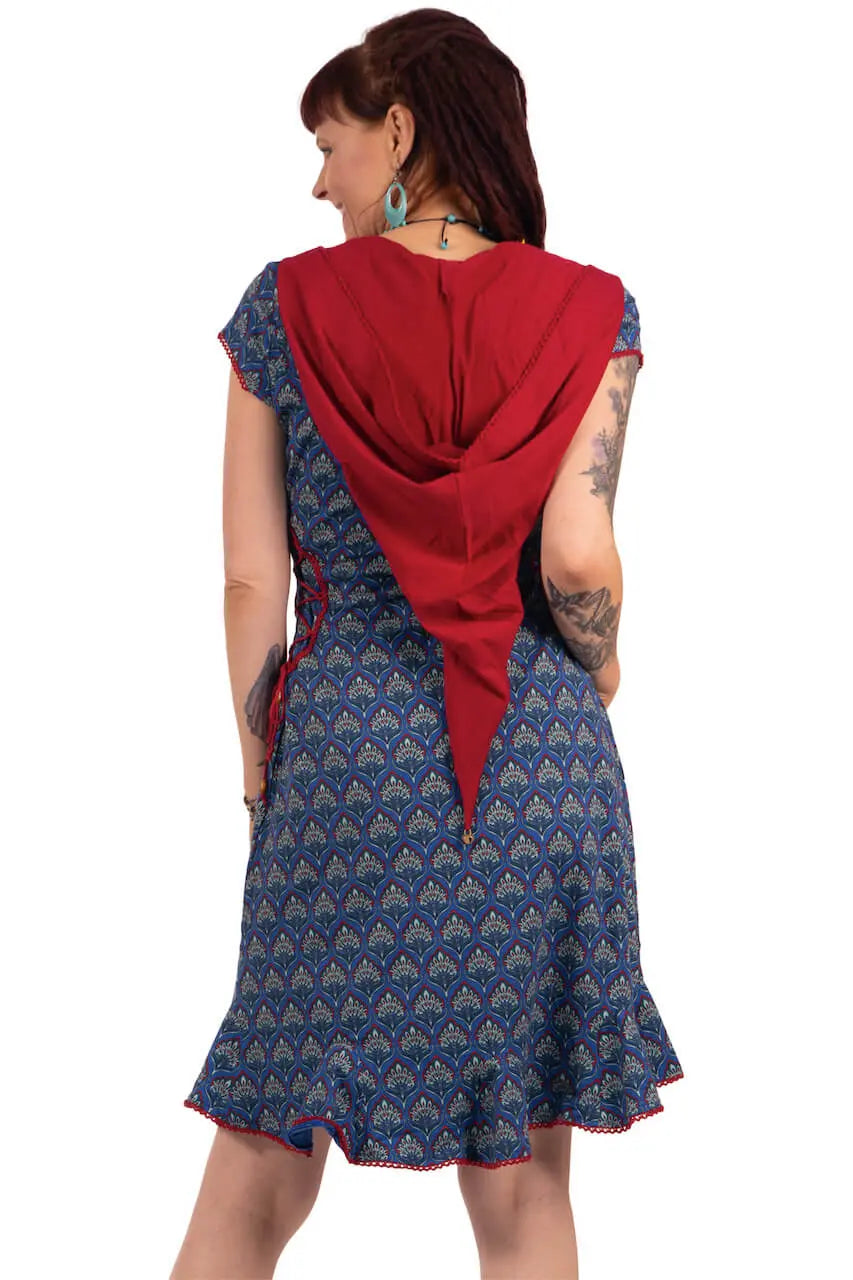 Chapati design Retro Kleid spitze Zipfelkapuze Elfen Goa Kleid
