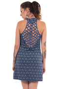 Chapati Retroprint Netzrücken Sommer-Kleid Rückenfrei