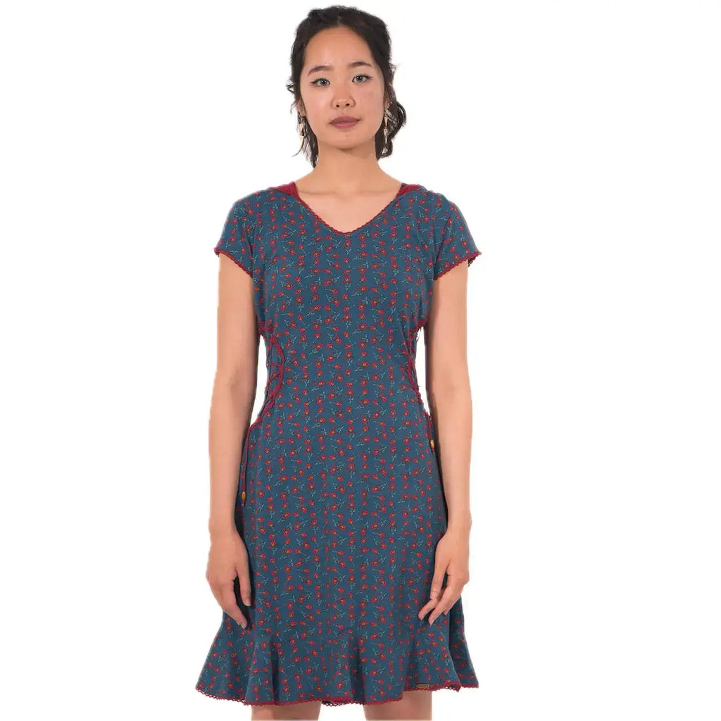 Chapati design Kleid mit spitzer Zipfelkapuze Elfen Goa Kleid