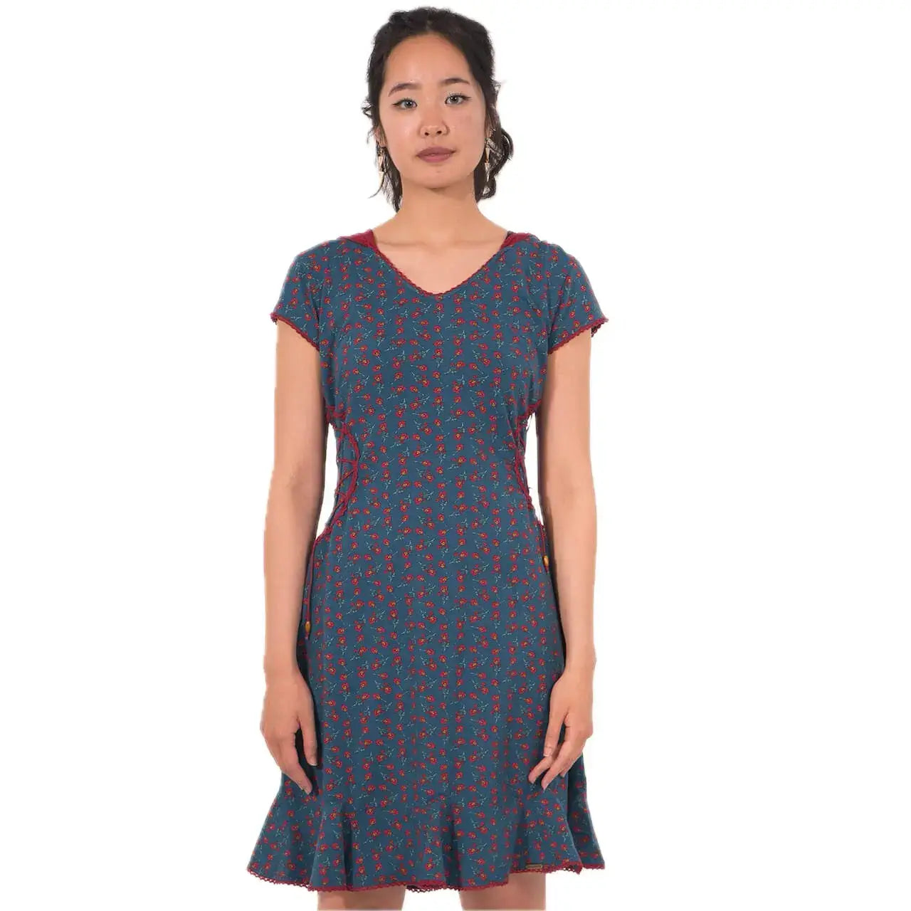 Chapati design Kleid mit spitzer Zipfelkapuze Elfen Goa Kleid
