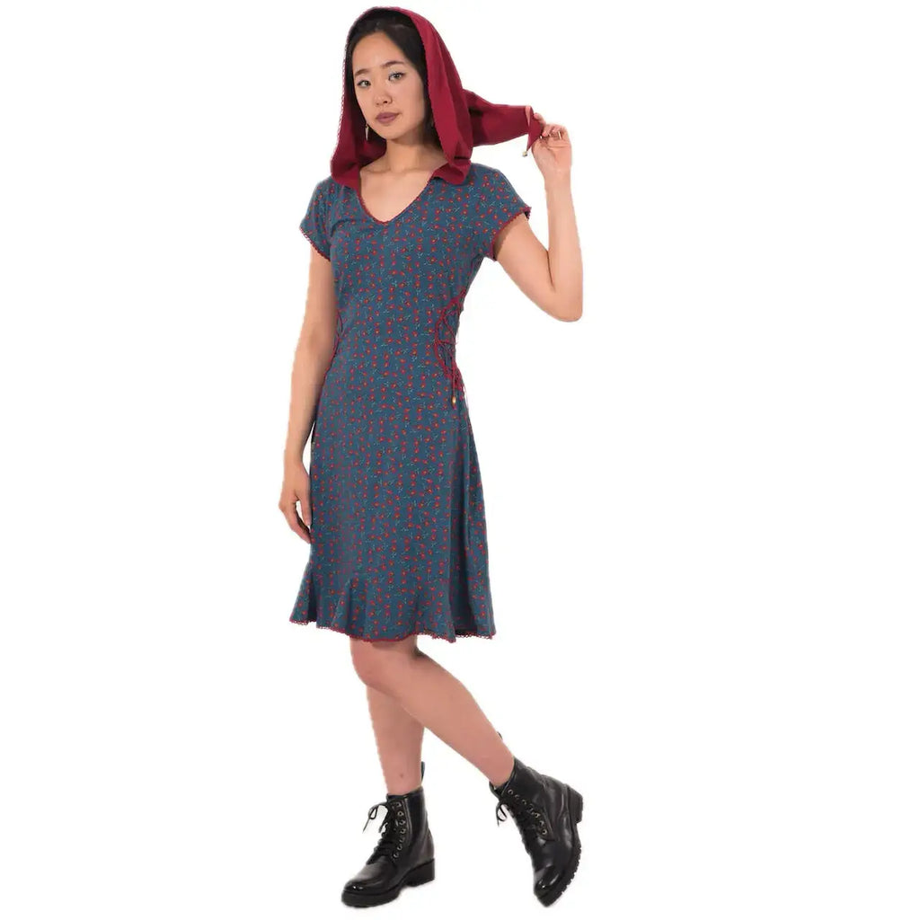 Chapati design Kleid mit spitzer Zipfelkapuze Elfen Goa Kleid