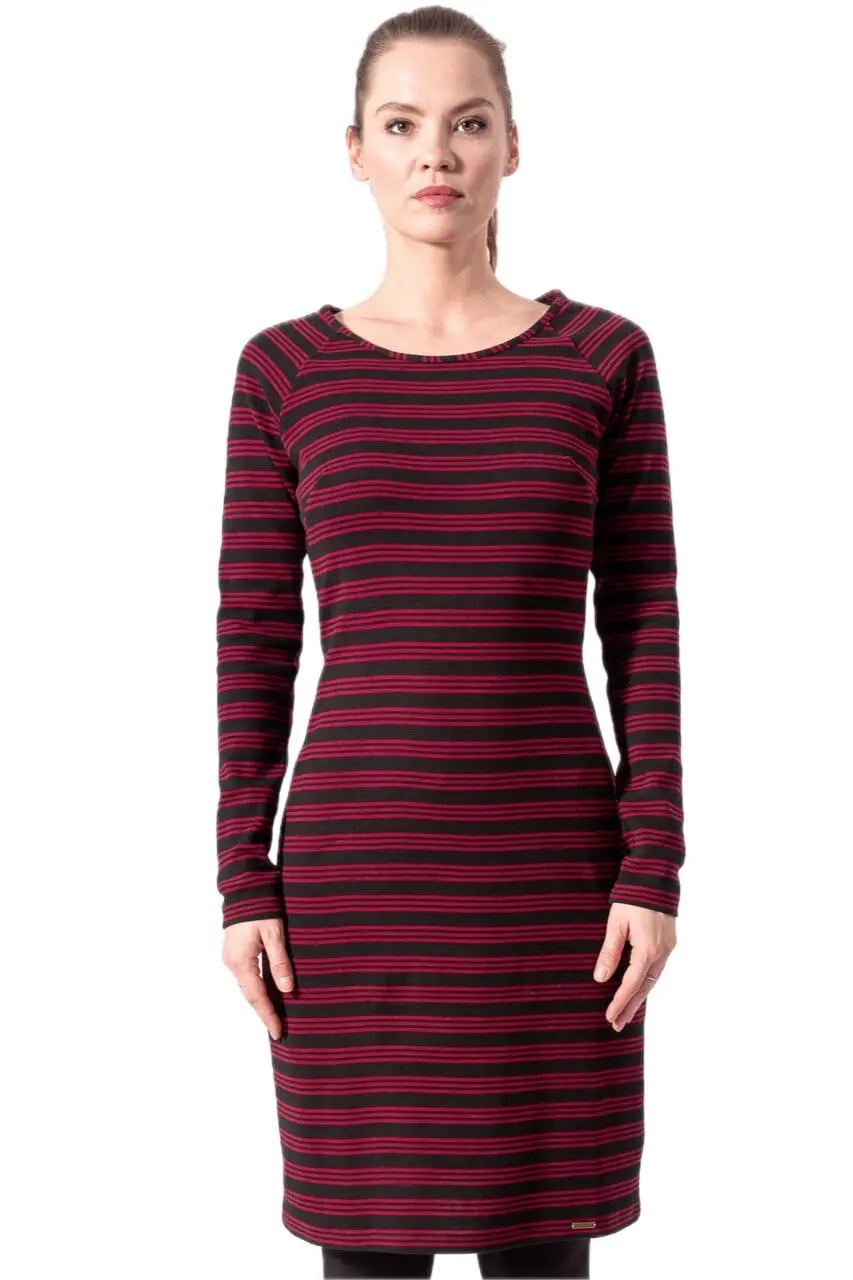 Chapati Jersey Kleid Diwalia rot-schwarz Langärmlig