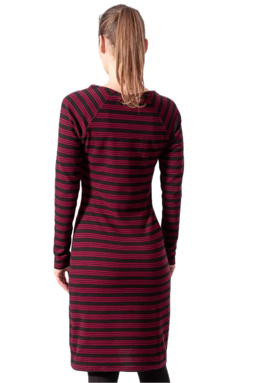 Chapati Jersey Kleid Diwalia rot-schwarz Langärmlig