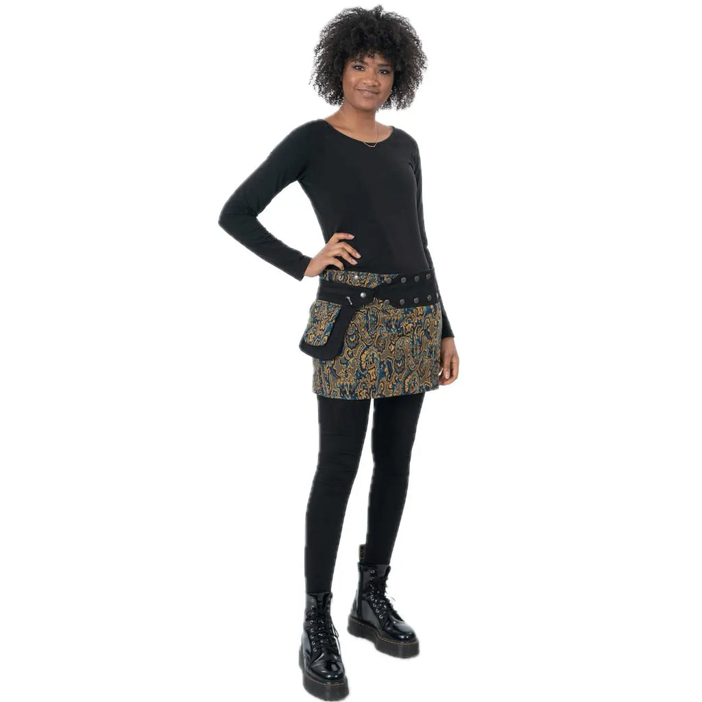 Click-and-Go Wickelrock Baumwolle Damen Mini Paisley