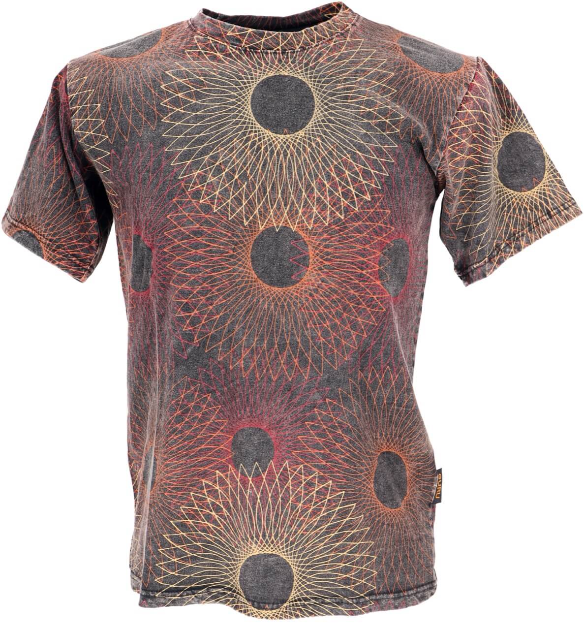 Männer T-Shirt im Goa-Style Spiralmuster alternatives Design Stonewash