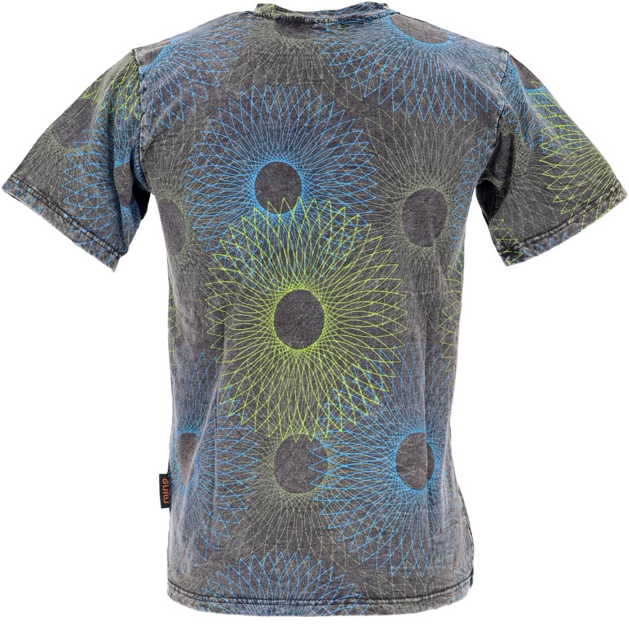 Männer T-Shirt im Goa-Style Spiralmuster alternatives Design Stonewash