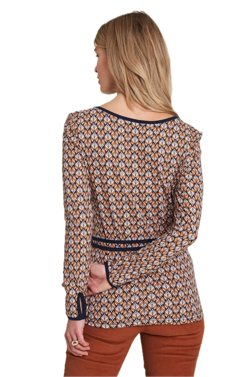 Tranquillo Tailliertes Jersey-Shirt Wickeloptik Bio-Baumwolle