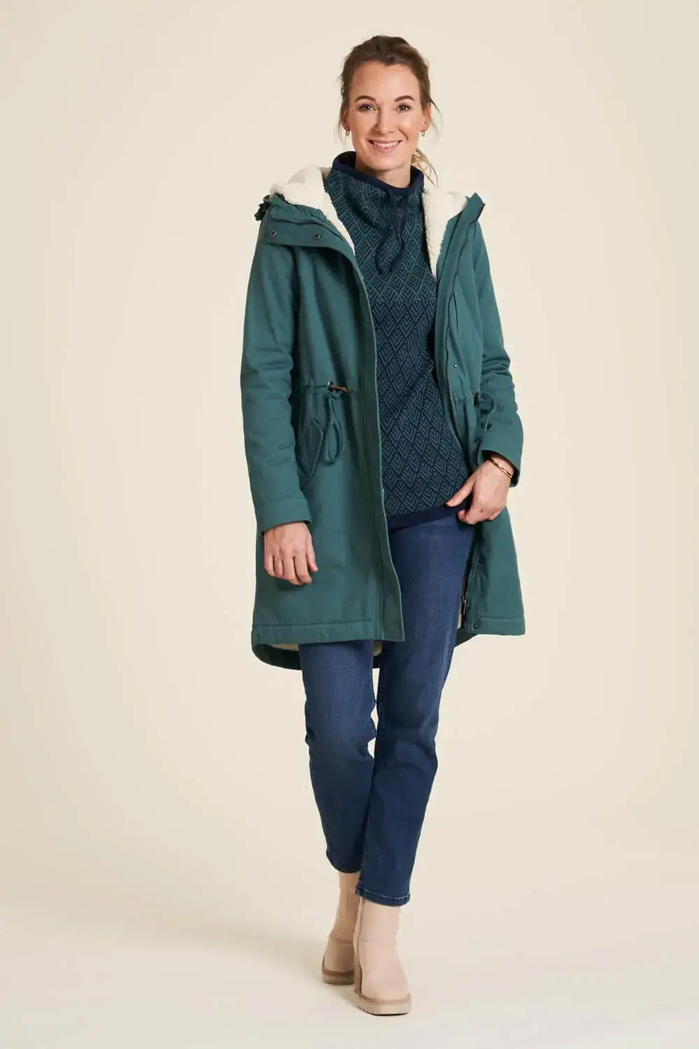 Tranquillo warm gefütterter Twill-Mantel Bio-Baumwolle