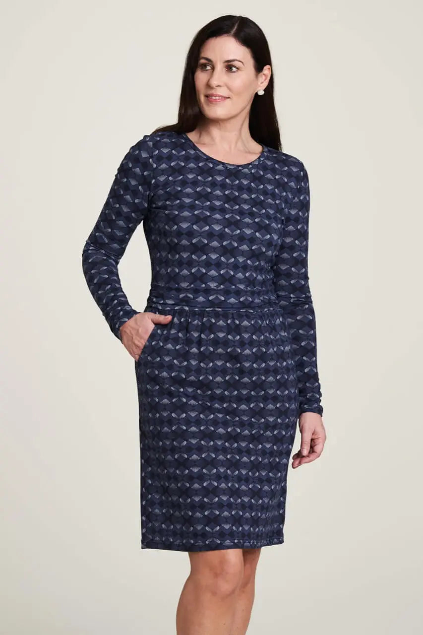 Tranquillo tailliertes Retro Jersey-Kleid Bio-Fair Vegan