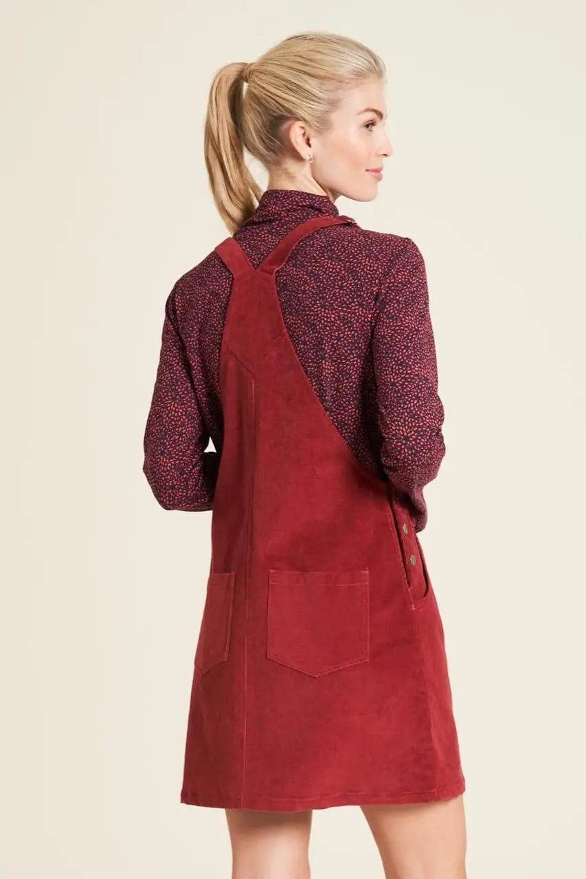 Tranquillo Cord Mini-Latzkleid Feincord rot