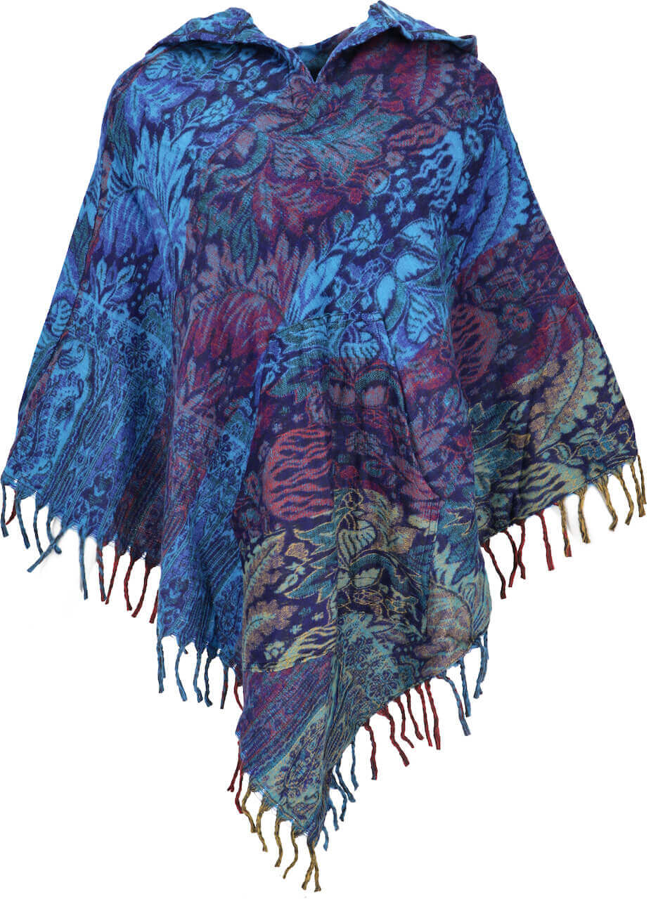 Goa Poncho spitze Zipfel Kapuze Poncho Fransen