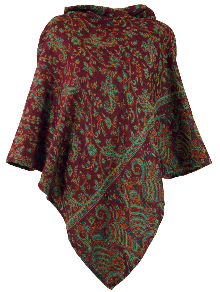 Goa-Poncho Paisleymuster Kapuze Poncho