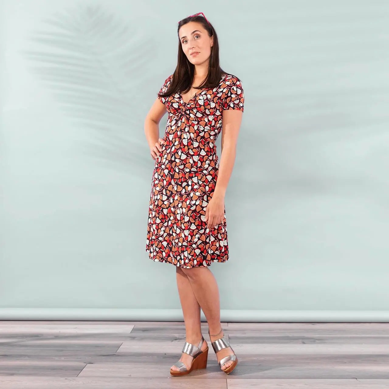 Moshiki kurzärmliges Jerseykleid Rückenausschnitt Tunica Bio-Baumwolle