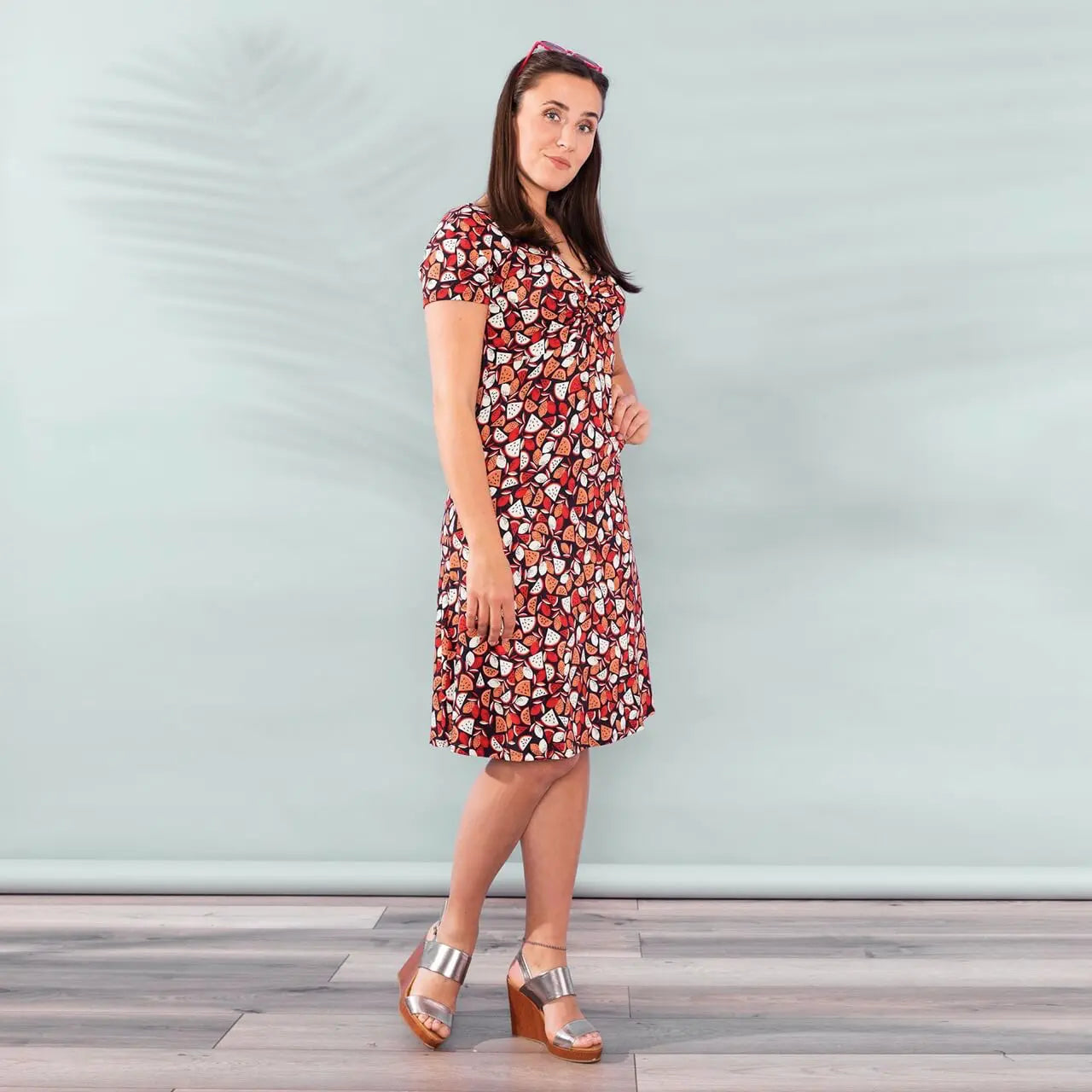 Moshiki kurzärmliges Jerseykleid Rückenausschnitt Tunica Bio-Baumwolle