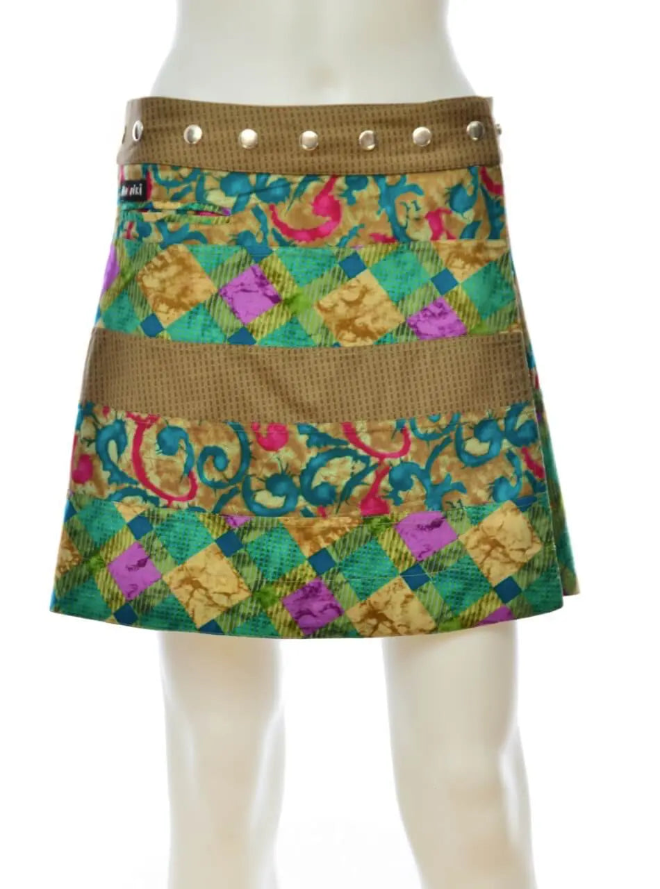 Moshiki Bread Wickelrock short, wendbar Minirock bunte Motive