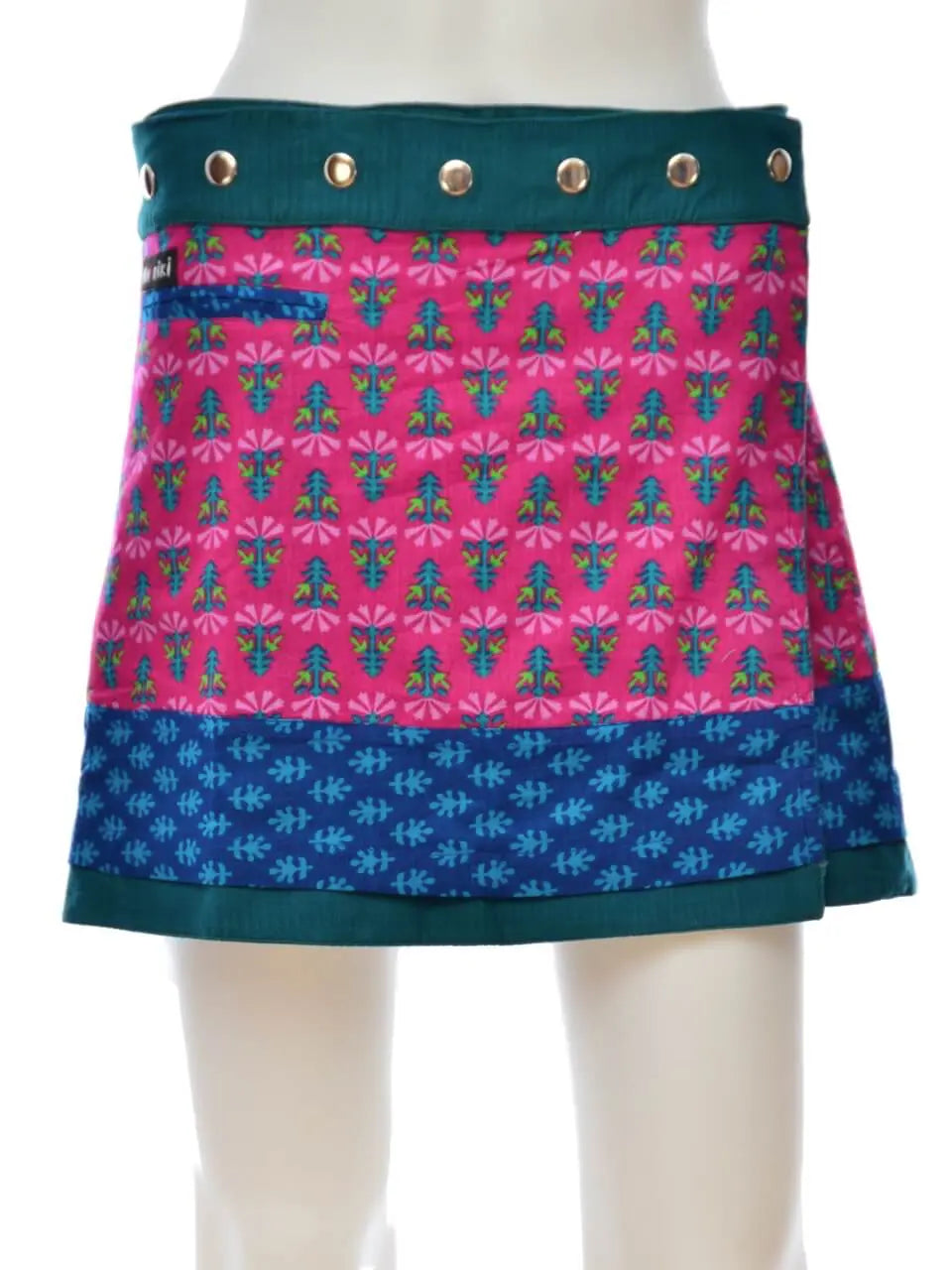 Moshiki Bread Cord kurzer Wickelrock wendbar Minirock bunte Motive