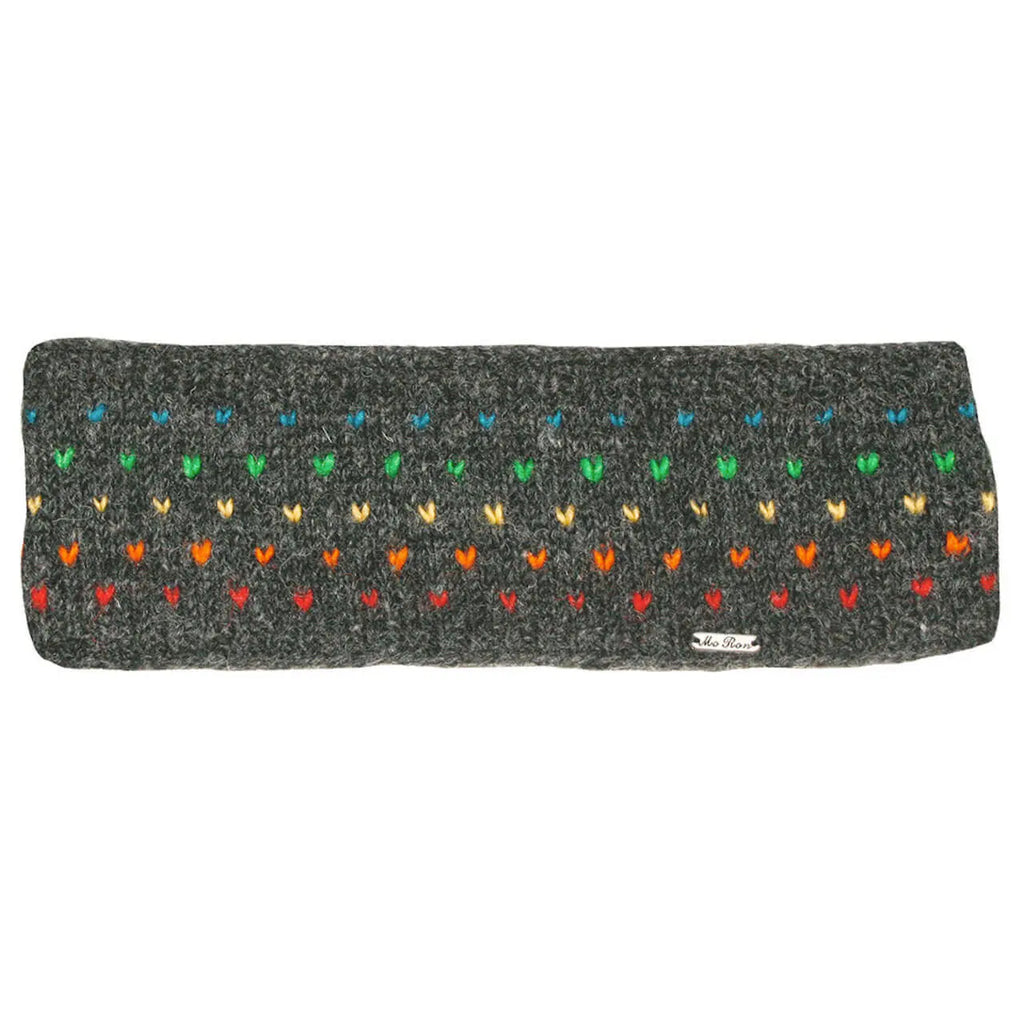 Wollstrick Stirnband Nadja Regenbogenmuster Goa-Style Nepal Strick