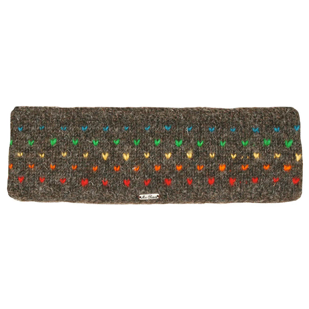 Wollstrick Stirnband Nadja Regenbogenmuster Goa-Style Nepal Strick