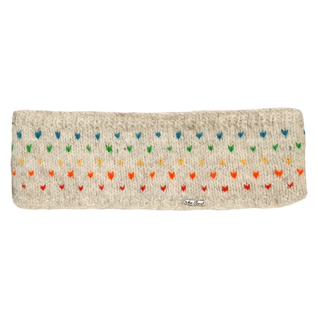 Wollstrick Stirnband Nadja Regenbogenmuster Goa-Style Nepal Strick